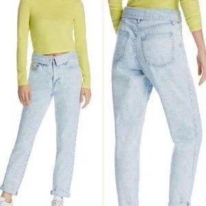 Pistola Fold-over High Rise Jeans Womens sz 30 Relaxed Straight-leg Crush Wash